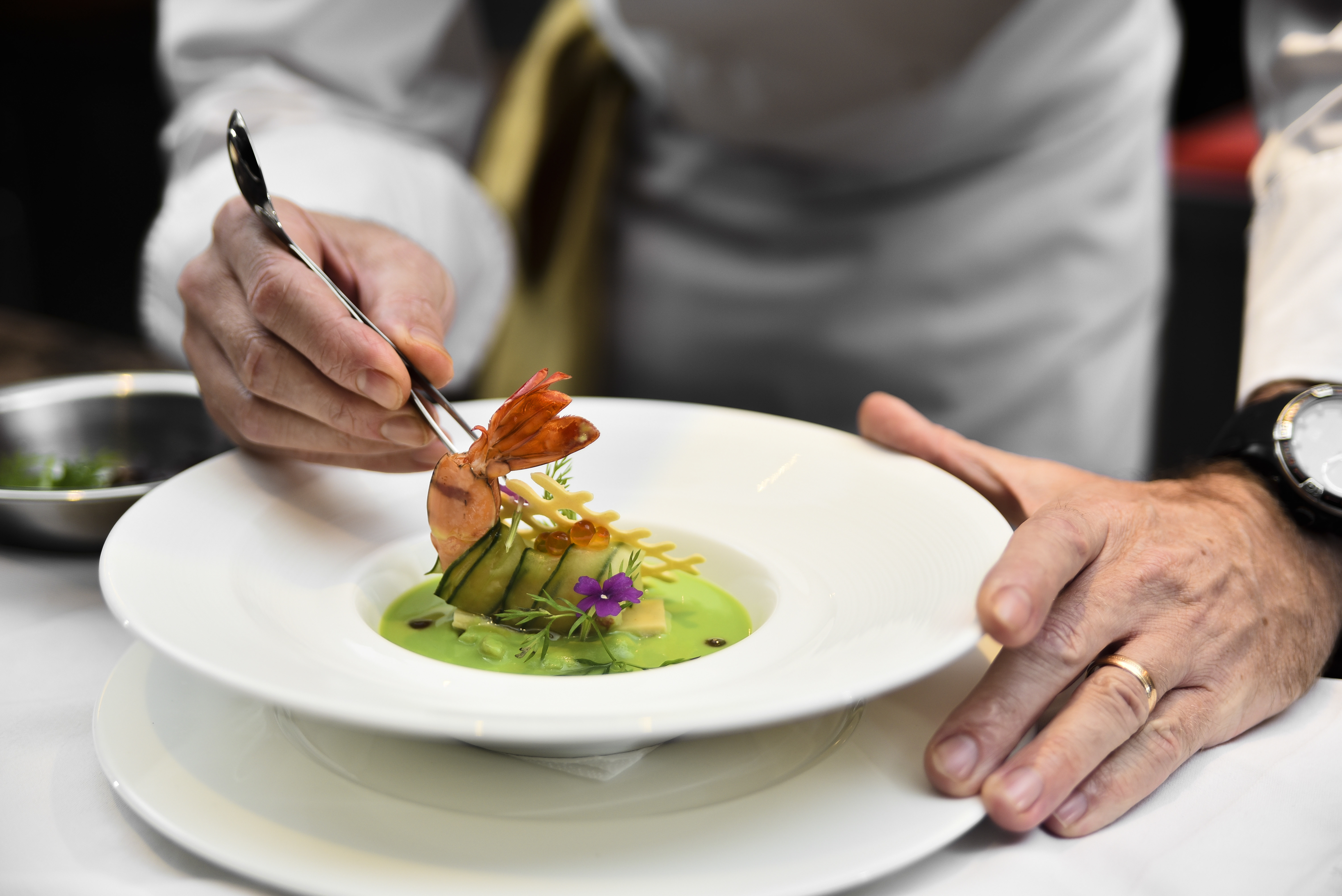Chef plating dish